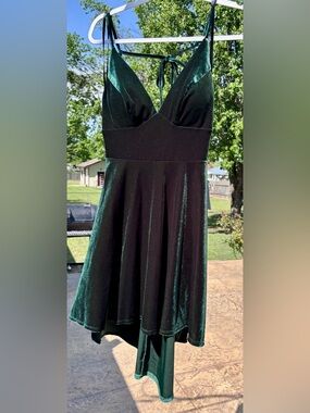 B Darlin Emerald Green Velvet High-Low Party Dress